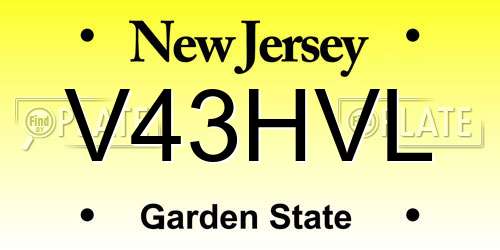 V43HVL New Jersey License Plate