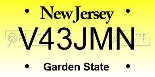 V43JMN New Jersey License Plate