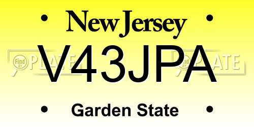 V43JPA New Jersey License Plate
