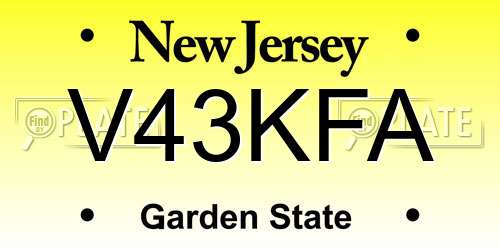 V43KFA New Jersey License Plate