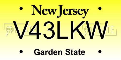V43LKW New Jersey License Plate