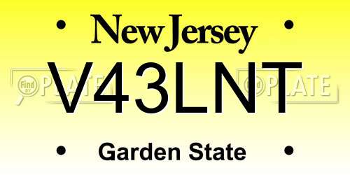 V43LNT New Jersey License Plate