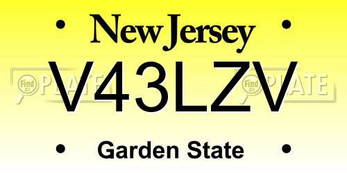 V43LZV New Jersey License Plate