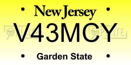 V43MCY New Jersey License Plate