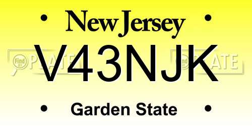V43NJK New Jersey License Plate