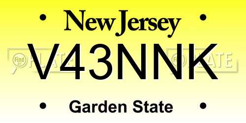 V43NNK New Jersey License Plate