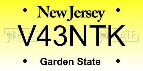 V43NTK New Jersey License Plate