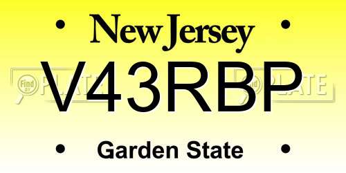 V43RBP New Jersey License Plate