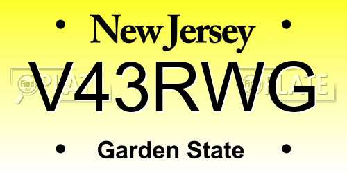 V43RWG New Jersey License Plate