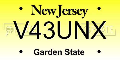 V43UNX New Jersey License Plate
