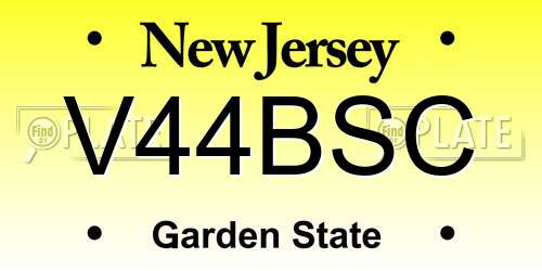 V44BSC New Jersey License Plate