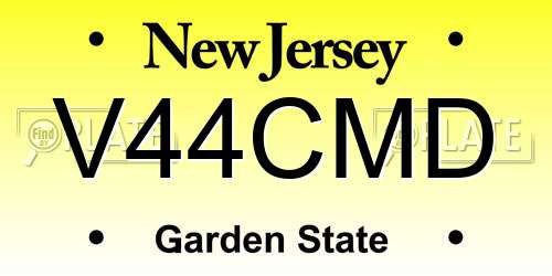 V44CMD New Jersey License Plate