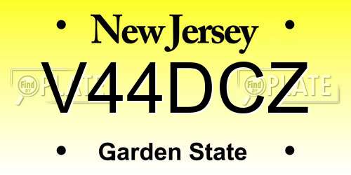 V44DCZ New Jersey License Plate