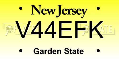 V44EFK New Jersey License Plate