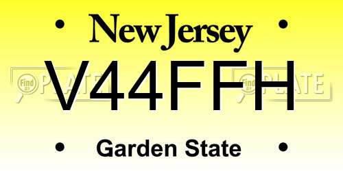 V44FFH New Jersey License Plate