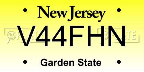 V44FHN New Jersey License Plate