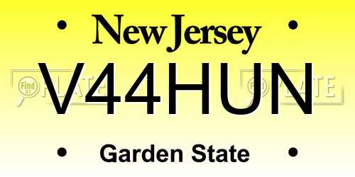 V44HUN New Jersey License Plate
