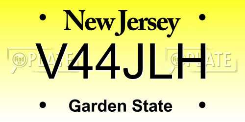 V44JLH New Jersey License Plate