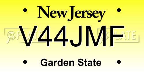 V44JMF New Jersey License Plate