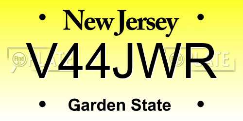 V44JWR New Jersey License Plate
