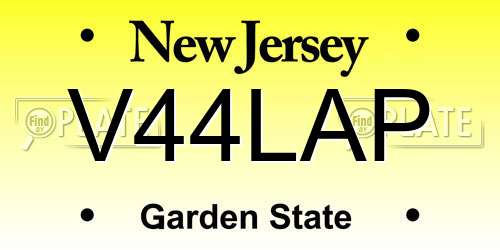 V44LAP New Jersey License Plate