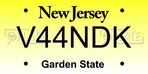 V44NDK New Jersey License Plate