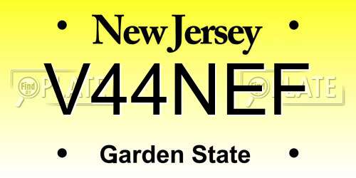 V44NEF New Jersey License Plate
