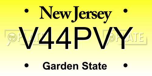 V44PVY New Jersey License Plate