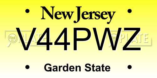 V44PWZ New Jersey License Plate