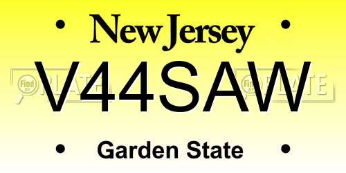 V44SAW New Jersey License Plate