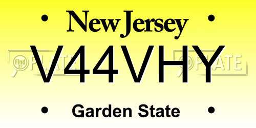 V44VHY New Jersey License Plate