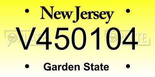 V450104 New Jersey License Plate