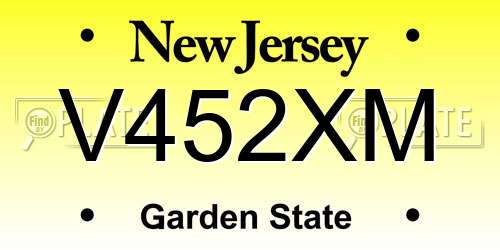 V452XM New Jersey License Plate