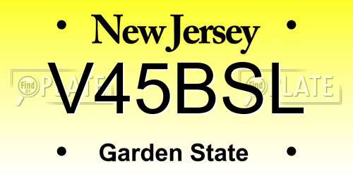 V45BSL New Jersey License Plate