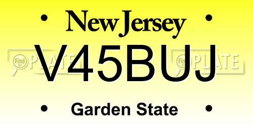 V45BUJ New Jersey License Plate