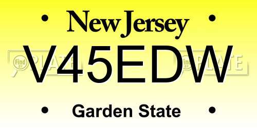 V45EDW New Jersey License Plate