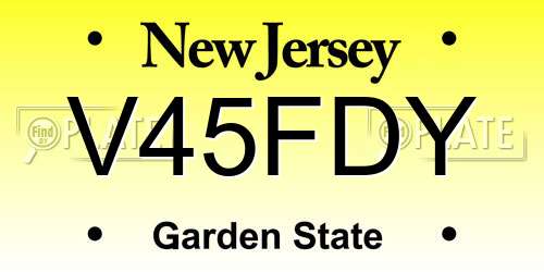 V45FDY New Jersey License Plate