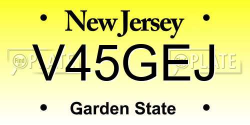 V45GEJ New Jersey License Plate