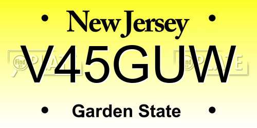 V45GUW New Jersey License Plate