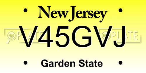 V45GVJ New Jersey License Plate