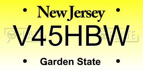 V45HBW New Jersey License Plate