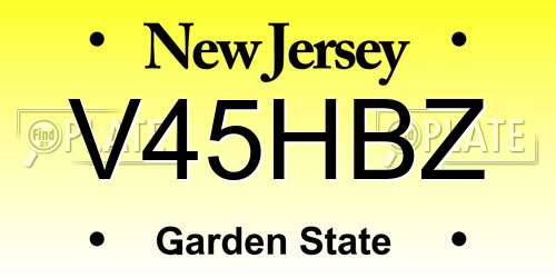 V45HBZ New Jersey License Plate