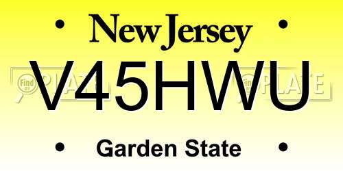 V45HWU New Jersey License Plate