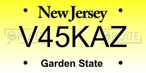 V45KAZ New Jersey License Plate