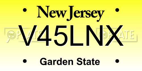 V45LNX New Jersey License Plate