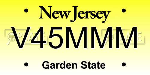V45MMM New Jersey License Plate