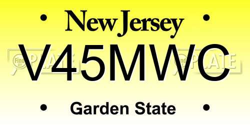 V45MWC New Jersey License Plate