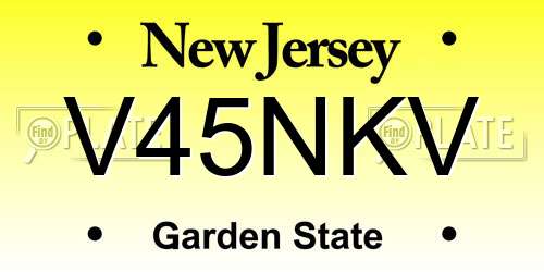 V45NKV New Jersey License Plate