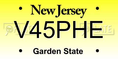 V45PHE New Jersey License Plate