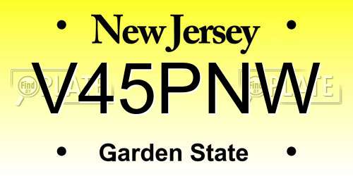 V45PNW New Jersey License Plate